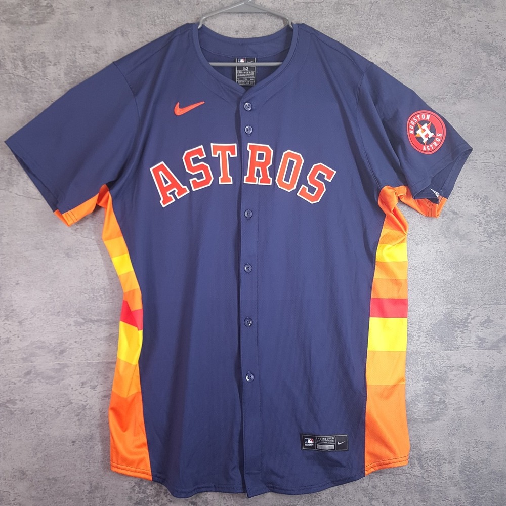 NIKE Authentic Houston Astros Vapor Elite Baseball Jersey Mens 52 2XL Rainbow